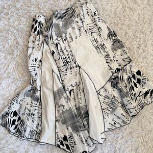 Black & White Printed Midi Skirt